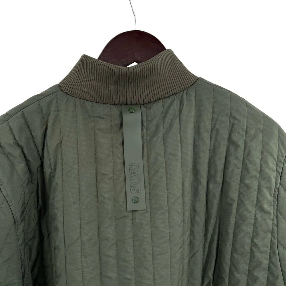 Rains Quilted Jacket Liner XL Green Zip Front‎ High Neck New